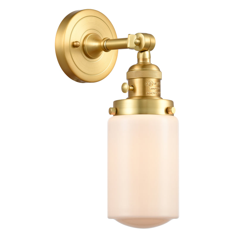 Dover Sconce shown in the Satin Gold finish with a Matte White shade