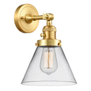 Cone Sconce shown in the Satin Gold finish with a Clear shade