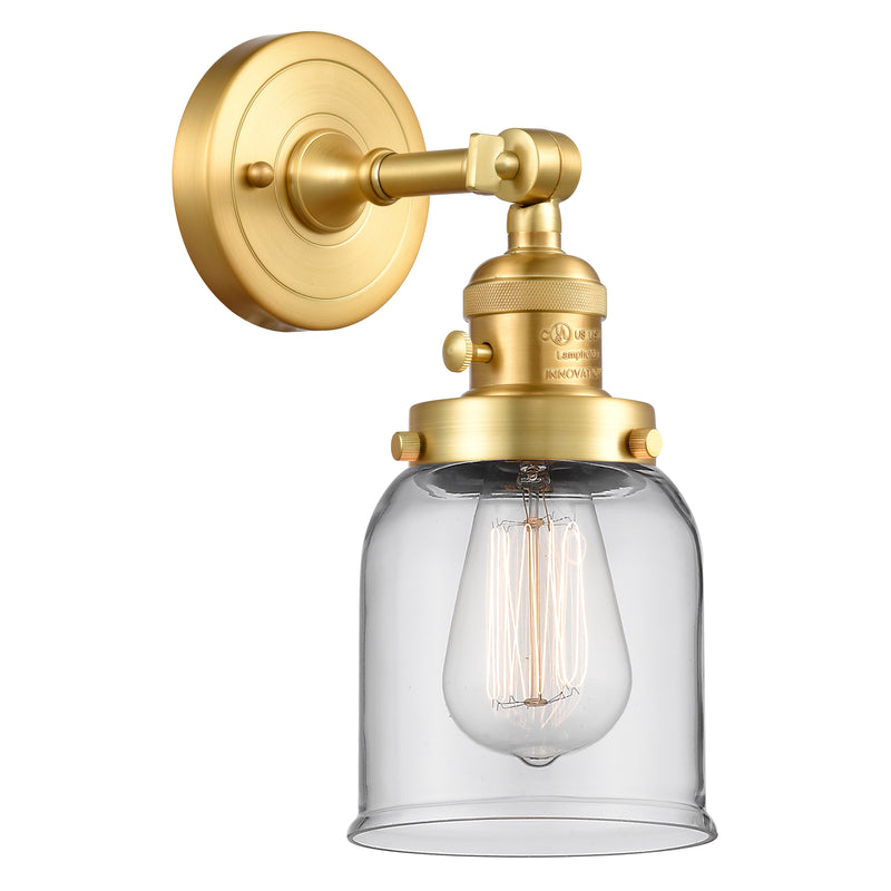 Bell Sconce shown in the Satin Gold finish with a Clear shade