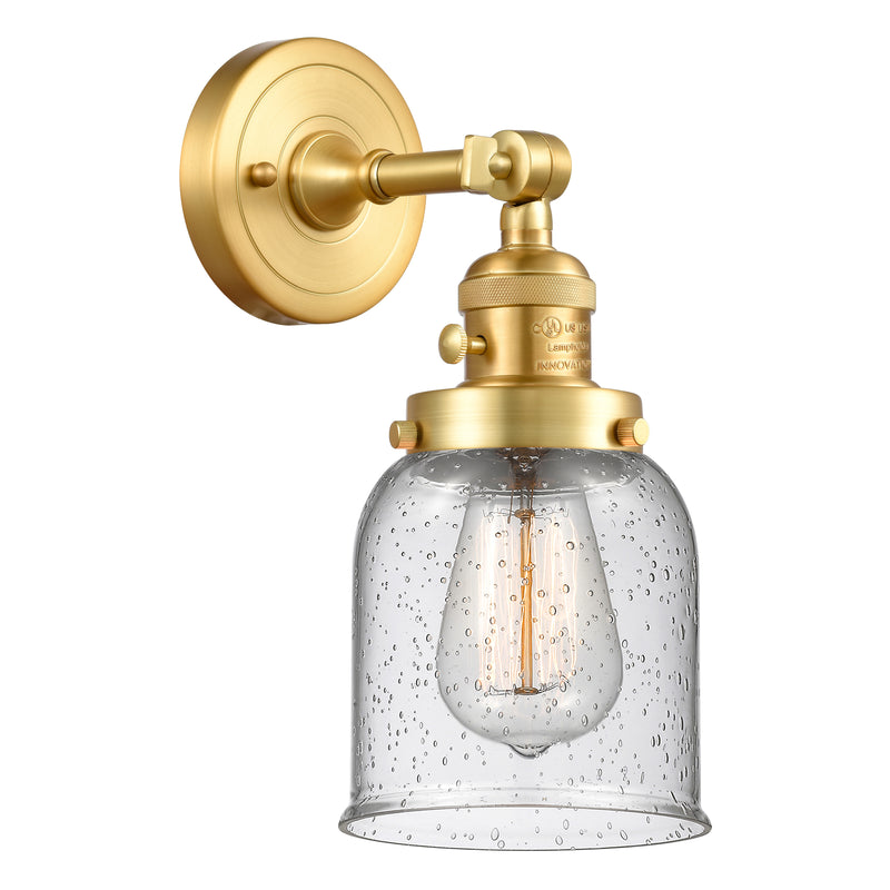 Bell Sconce shown in the Satin Gold finish with a Seedy shade