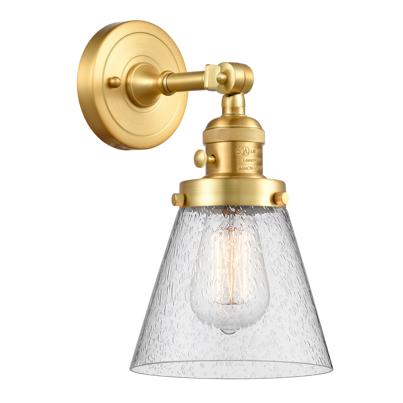 Cone Sconce shown in the Satin Gold finish with a Seedy shade