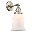 Canton Sconce shown in the Brushed Satin Nickel finish with a Matte White shade