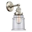 Canton Sconce shown in the Brushed Satin Nickel finish with a Seedy shade