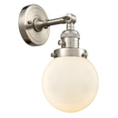 Beacon Sconce shown in the Brushed Satin Nickel finish with a Matte White shade