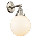 Beacon Sconce shown in the Brushed Satin Nickel finish with a Matte White shade