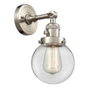 Beacon Sconce shown in the Brushed Satin Nickel finish with a Clear shade