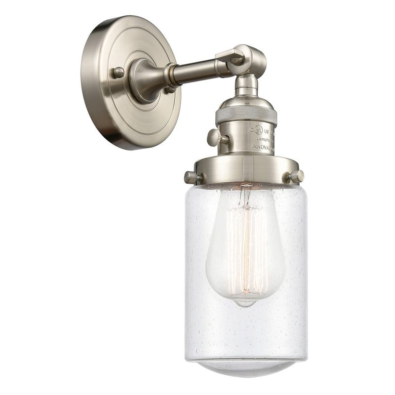 Dover Sconce shown in the Brushed Satin Nickel finish with a Seedy shade