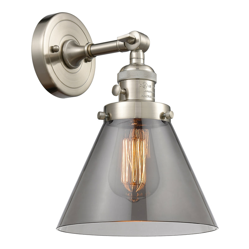 Cone Sconce shown in the Brushed Satin Nickel finish with a Plated Smoke shade