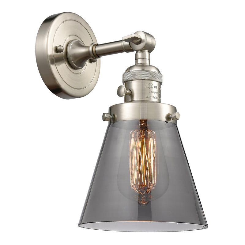 Cone Sconce shown in the Brushed Satin Nickel finish with a Plated Smoke shade