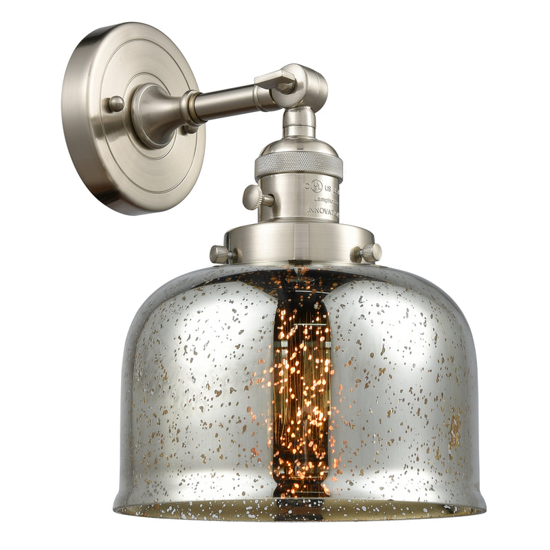 Bell Sconce shown in the Brushed Satin Nickel finish with a Silver Plated Mercury shade