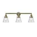 Cone Bath Vanity Light shown in the Antique Brass finish with a Seedy shade