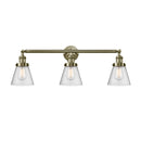 Cone Bath Vanity Light shown in the Antique Brass finish with a Seedy shade