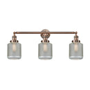 Stanton Bath Vanity Light shown in the Antique Copper finish with a Clear Wire Mesh shade