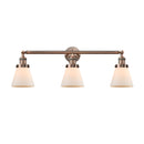 Cone Bath Vanity Light shown in the Antique Copper finish with a Matte White shade