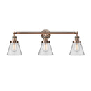 Cone Bath Vanity Light shown in the Antique Copper finish with a Clear shade