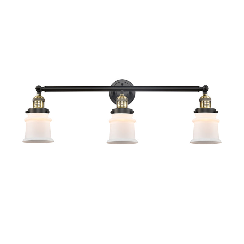 Canton Bath Vanity Light shown in the Black Antique Brass finish with a Matte White shade