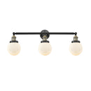 Beacon Bath Vanity Light shown in the Black Antique Brass finish with a Matte White shade