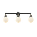 Beacon Bath Vanity Light shown in the Black Antique Brass finish with a Matte White shade