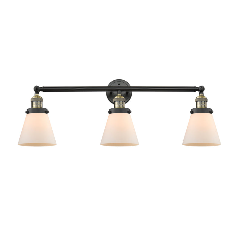 Cone Bath Vanity Light shown in the Black Antique Brass finish with a Matte White shade