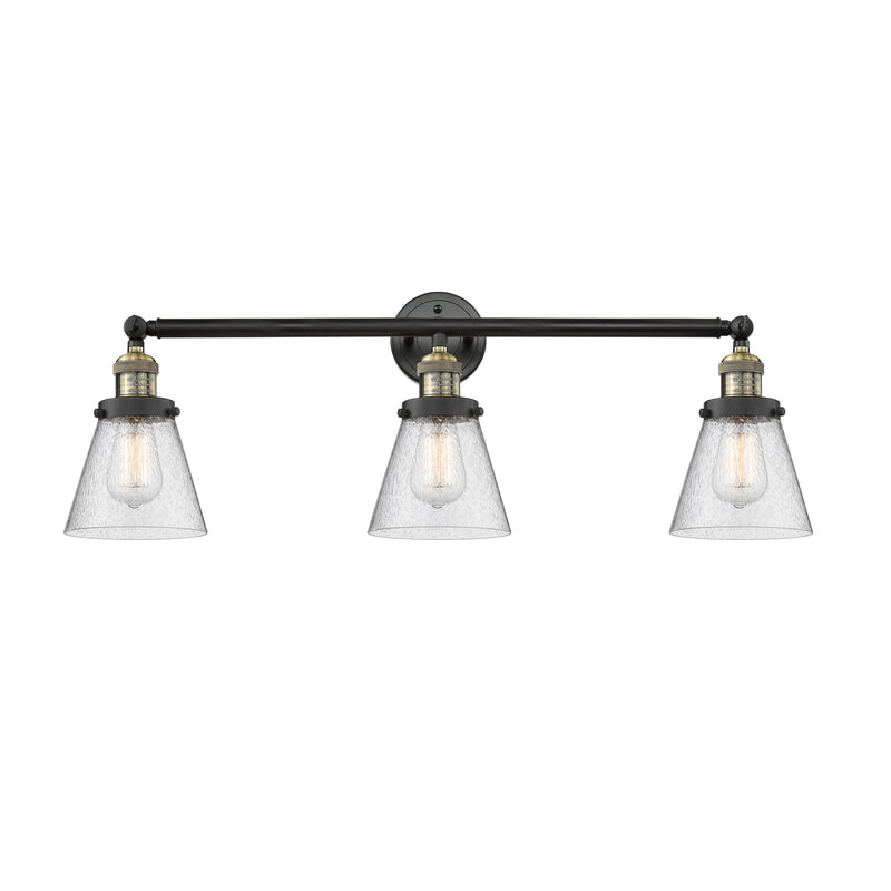 Cone Bath Vanity Light shown in the Black Antique Brass finish with a Seedy shade