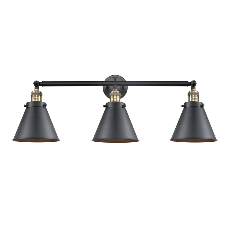 Appalachian Bath Vanity Light shown in the Black Antique Brass finish with a Matte Black shade