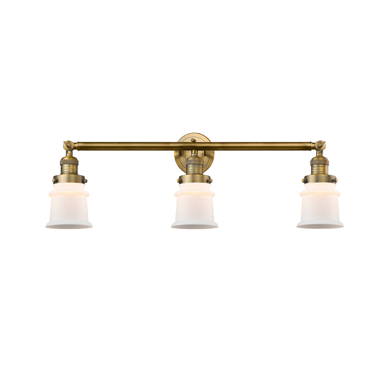 Canton Bath Vanity Light shown in the Brushed Brass finish with a Matte White shade