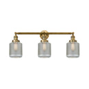 Stanton Bath Vanity Light shown in the Brushed Brass finish with a Clear Wire Mesh shade