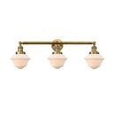 Oxford Bath Vanity Light shown in the Brushed Brass finish with a Matte White shade