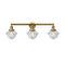 Oxford Bath Vanity Light shown in the Brushed Brass finish with a Clear shade