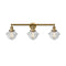 Oxford Bath Vanity Light shown in the Brushed Brass finish with a Clear shade