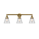 Cone Bath Vanity Light shown in the Brushed Brass finish with a Clear shade