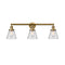 Cone Bath Vanity Light shown in the Brushed Brass finish with a Clear shade