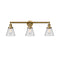 Cone Bath Vanity Light shown in the Brushed Brass finish with a Clear shade