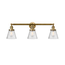 Cone Bath Vanity Light shown in the Brushed Brass finish with a Seedy shade