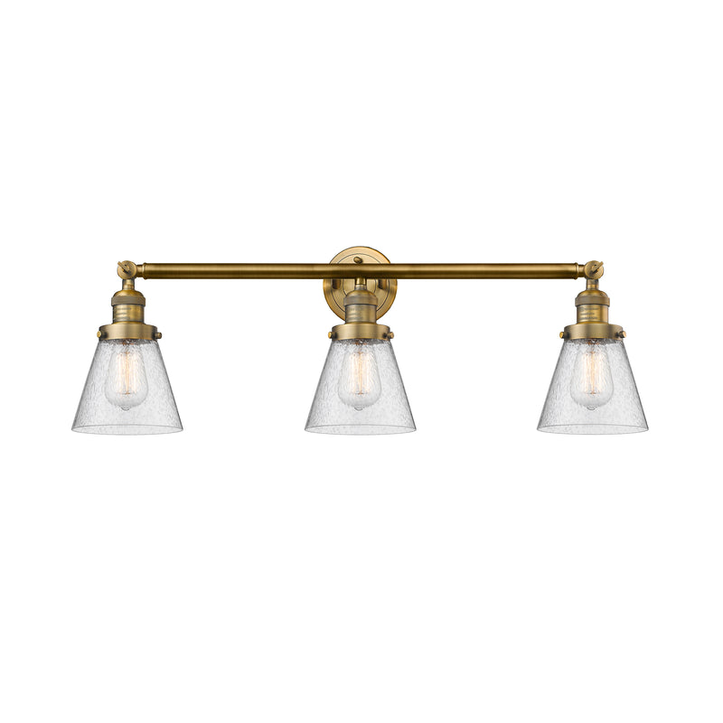 Cone Bath Vanity Light shown in the Brushed Brass finish with a Seedy shade