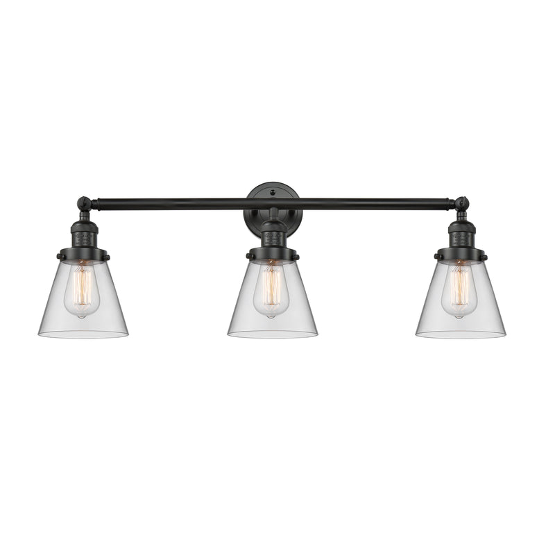 Cone Bath Vanity Light shown in the Matte Black finish with a Clear shade