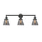 Cone Bath Vanity Light shown in the Matte Black finish with a Plated Smoke shade