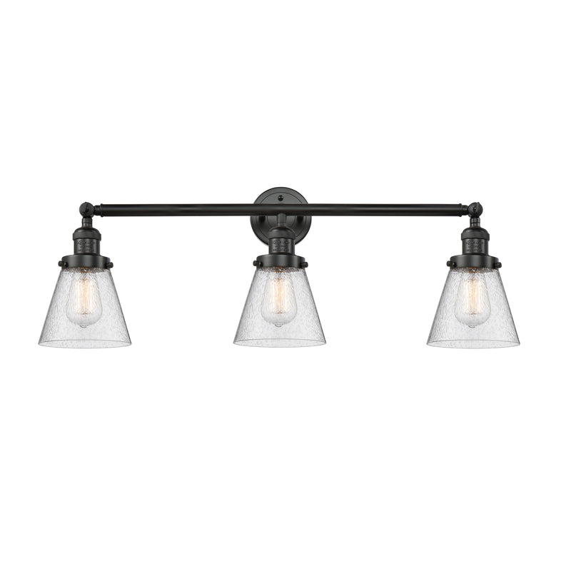 Cone Bath Vanity Light shown in the Matte Black finish with a Seedy shade