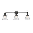 Cone Bath Vanity Light shown in the Matte Black finish with a Seedy shade