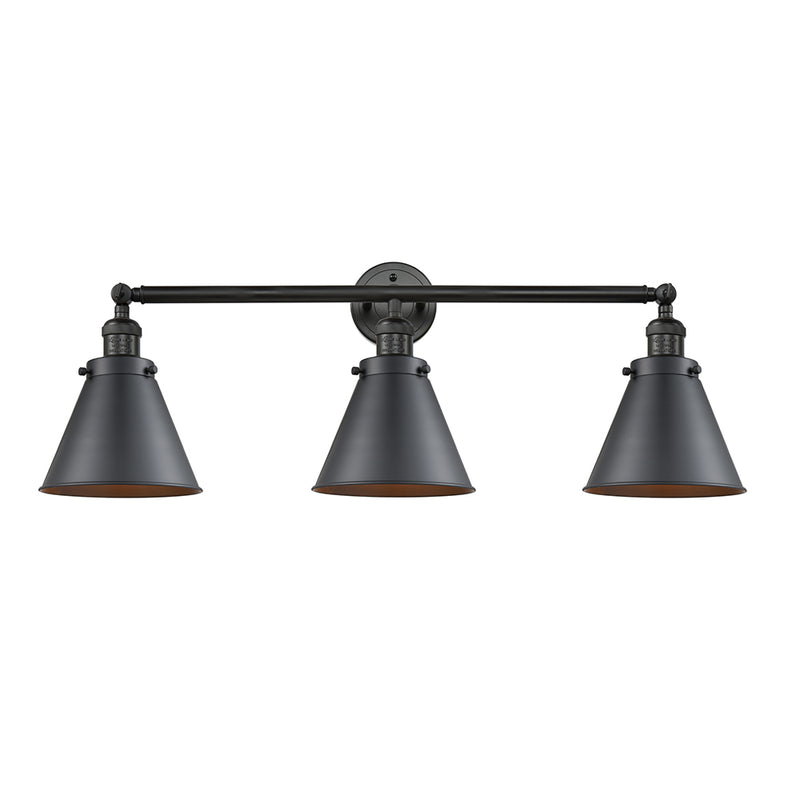 Appalachian Bath Vanity Light shown in the Matte Black finish with a Matte Black shade