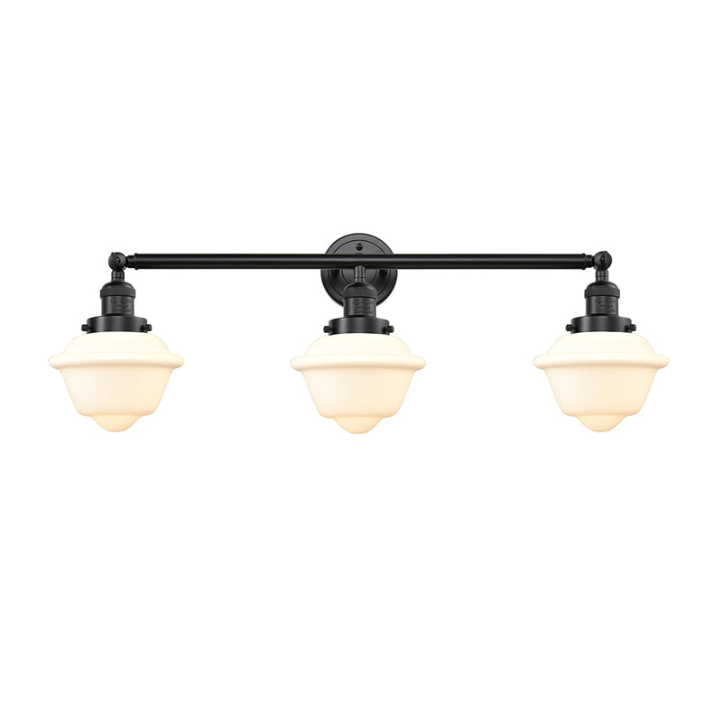 Oxford Bath Vanity Light shown in the Oil Rubbed Bronze finish with a Matte White shade