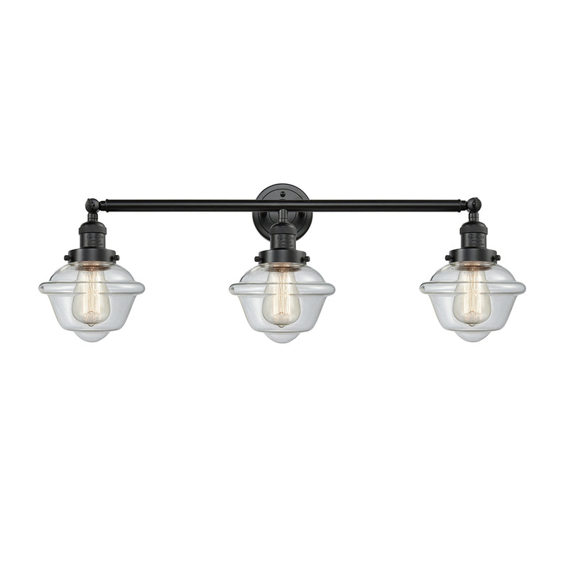 Oxford Bath Vanity Light shown in the Oil Rubbed Bronze finish with a Clear shade