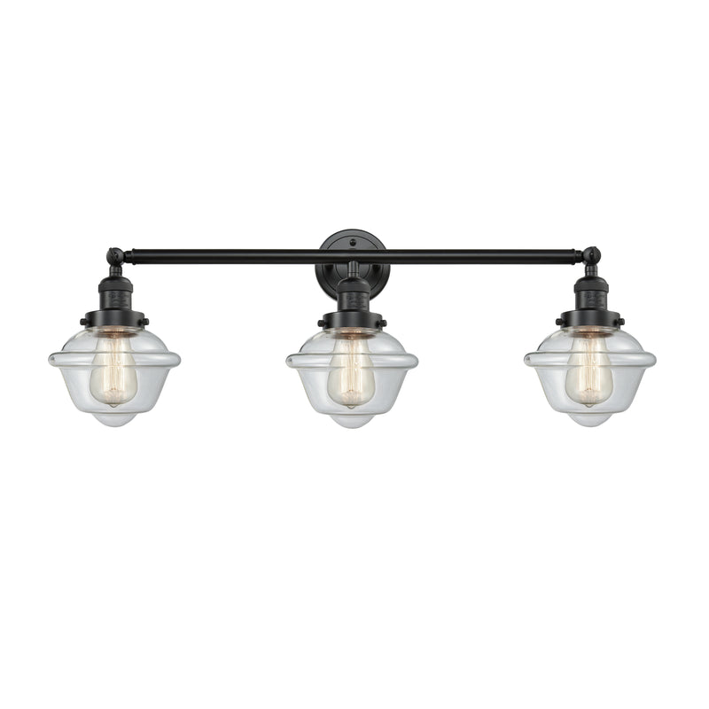 Oxford Bath Vanity Light shown in the Oil Rubbed Bronze finish with a Clear shade