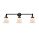 Cone Bath Vanity Light shown in the Oil Rubbed Bronze finish with a Matte White shade