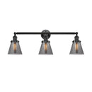 Cone Bath Vanity Light shown in the Oil Rubbed Bronze finish with a Plated Smoke shade