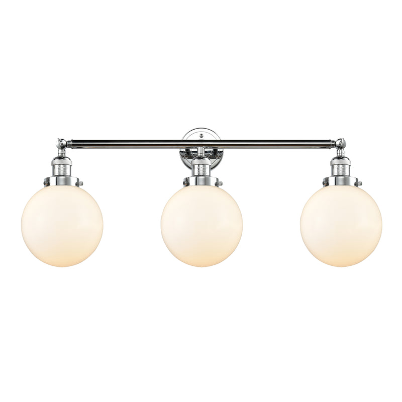 Beacon Bath Vanity Light shown in the Polished Chrome finish with a Matte White shade