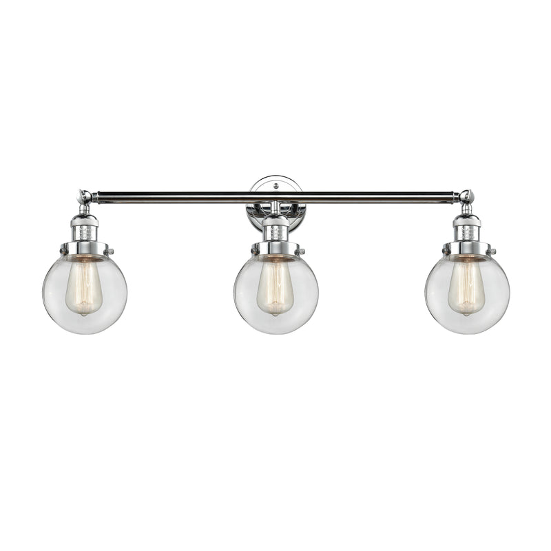 Beacon Bath Vanity Light shown in the Polished Chrome finish with a Clear shade