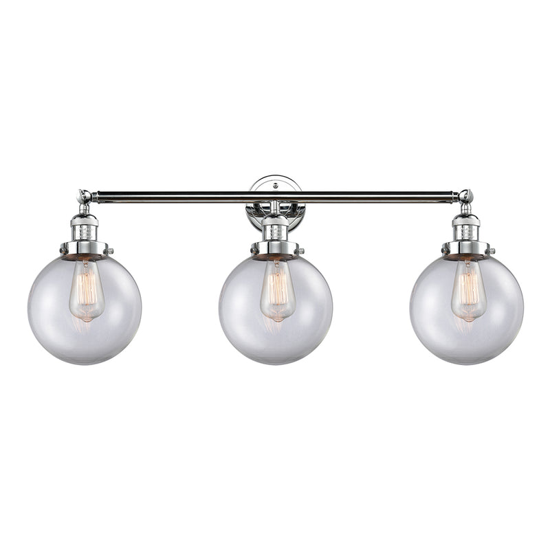 Beacon Bath Vanity Light shown in the Polished Chrome finish with a Clear shade