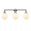 Beacon Bath Vanity Light shown in the Polished Nickel finish with a Matte White shade