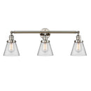 Cone Bath Vanity Light shown in the Polished Nickel finish with a Clear shade